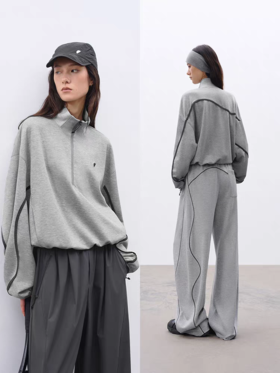 半圆/C61280122/莫代尔混纺短箱刺绣卫衣