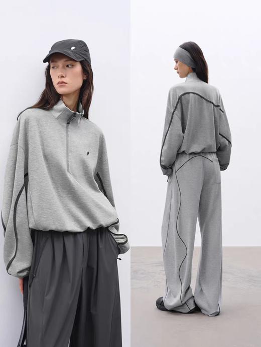 半圆/C61280122/莫代尔混纺短箱刺绣卫衣 商品图0