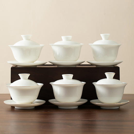 瓷聚阁丨羊脂玉瓷盖碗 三才盖碗 德化玉瓷 约120ml 多款可选 茶具茶生活美器 商品图1