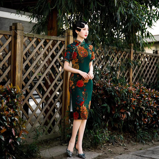 ZAYS2026春夏改良中长双层短袖旗袍日常气质成人礼服旗袍裙 商品图1