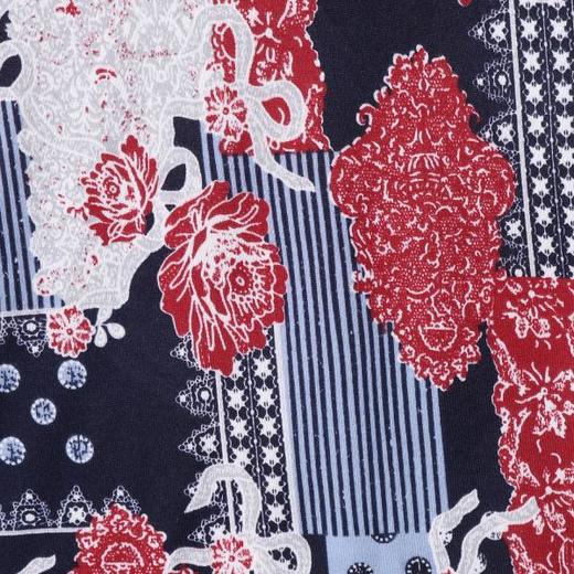 26T80SDSA男装2026新款潮牌民族风拼接长袖腰果花红蓝撞色宽松圆领T恤 商品图4