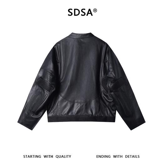 SDSA男装2026新款潮牌未来感皮衣男女同款亮面刺绣机车风上衣 商品图4