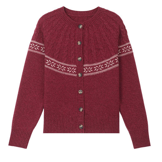 费尔岛风格针织女士开衫，圆领宽松显瘦女装外套CC-101-98641 商品图4