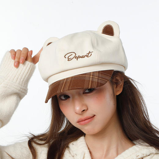 复古拼色熊耳八角鸭舌帽-纪念日百货门店同款169293540 商品图3