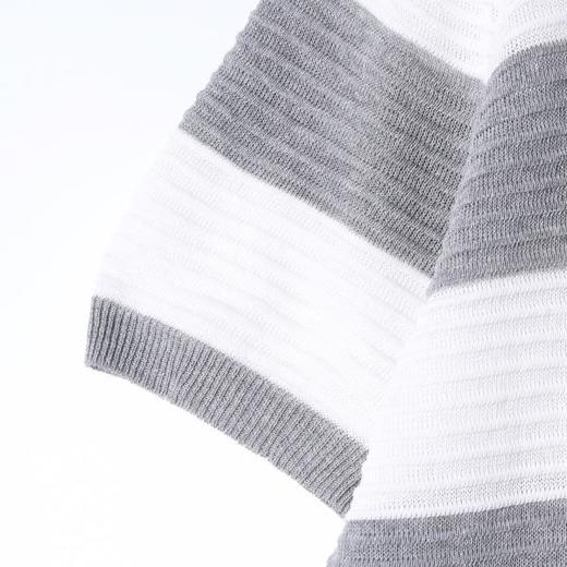 266099SDSA男装2026新款日系简约条纹针织polo肌理透气设计感宽松短袖 商品图4