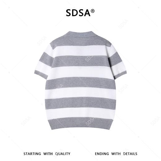 266099SDSA男装2026新款日系简约条纹针织polo肌理透气设计感宽松短袖 商品图5