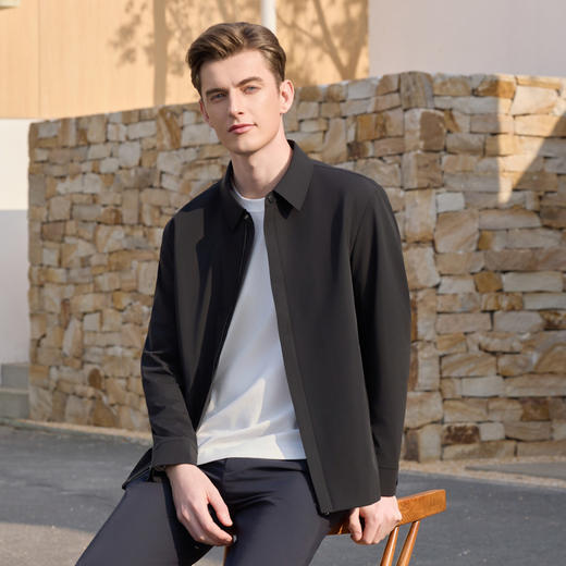 半身缘男装 春季挺拔利落百搭透气经典翻领夹克261112M01310218 商品图3