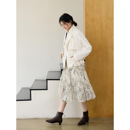 抽绳斜门襟短风衣 商品图0