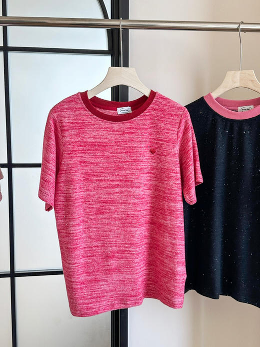 韩系 银河细闪爱心撞色短袖T恤 商品图6