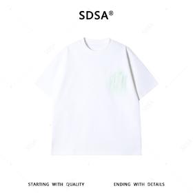 SDSA男装2026新款潮牌简约风短袖t恤男女款绿晕刺绣宽松半袖上衣