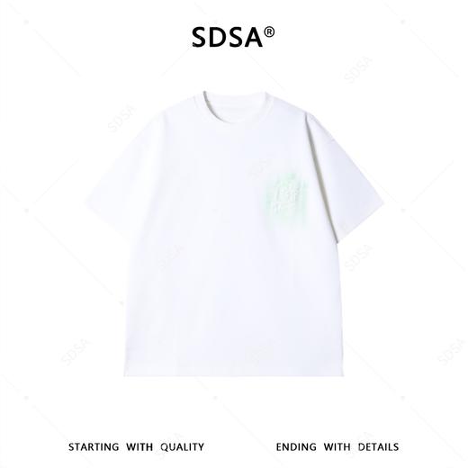 SDSA男装2026新款潮牌简约风短袖t恤男女款绿晕刺绣宽松半袖上衣 商品图0