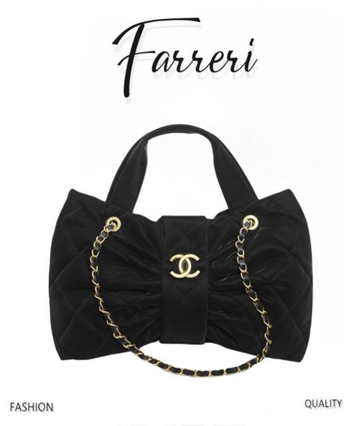 香奶奶 25K丝绒蝴蝶结包张子枫同款 黑色两尺寸 商品图0