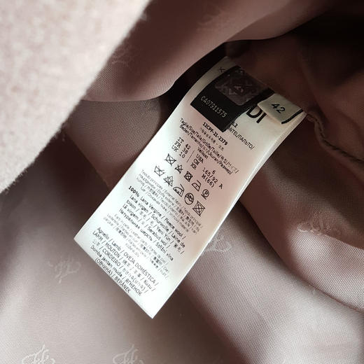 【95新】FENDI芬迪FF8838棕色拼皮革中长款双排扣羊毛大衣外套42码120226JJ03 商品图5