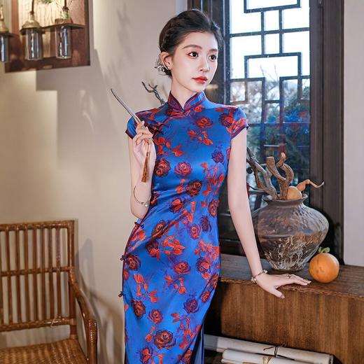 WX2026新款真丝旗袍长款改良中式桑蚕丝连衣裙优雅气质修身复古 商品图1
