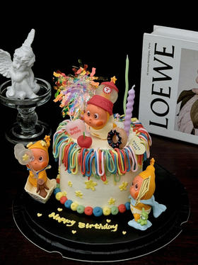 可爱星星人女孩男孩周岁蛋糕（摆件随机