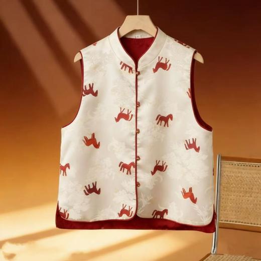 丁摩 早春新款双面双穿人丝提花复古新中式国风鎏金轻奢坎肩马甲6ZF-097 商品图0