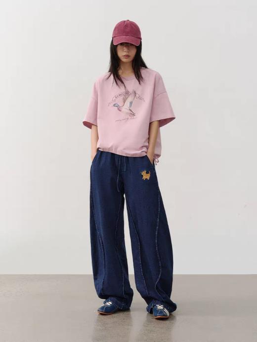 半圆/C66130277/水洗松紧腰绣花休闲裤 商品图2