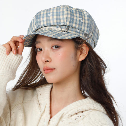 ZY小蝴蝶结格纹八角帽鸭舌帽-纪念日百货门店同款169297073 商品图4