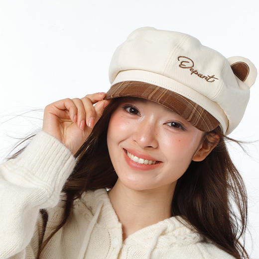 复古拼色熊耳八角鸭舌帽-纪念日百货门店同款169293540 商品图1