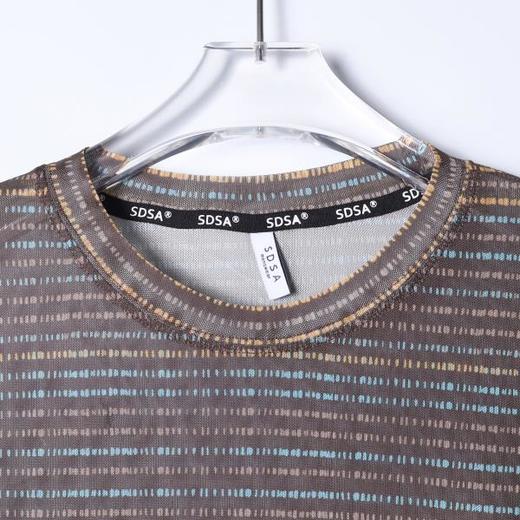 26T97SDSA男装2026新款彩条肌理长袖T恤复古混色条纹宽松圆领打底衫 商品图1