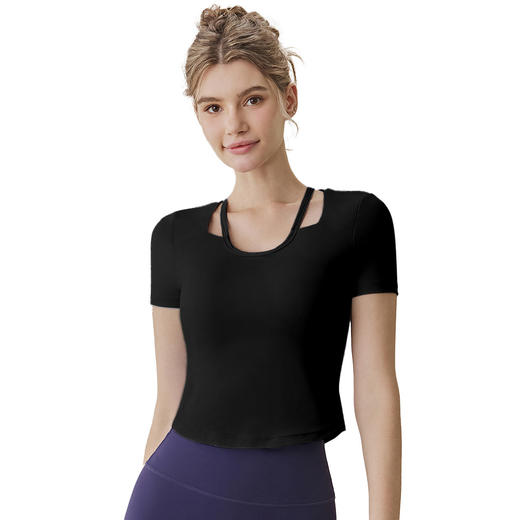 跃牌【健舞健美】系列高级感运动户外普拉提健身服上衣短袖T恤8787 商品图3