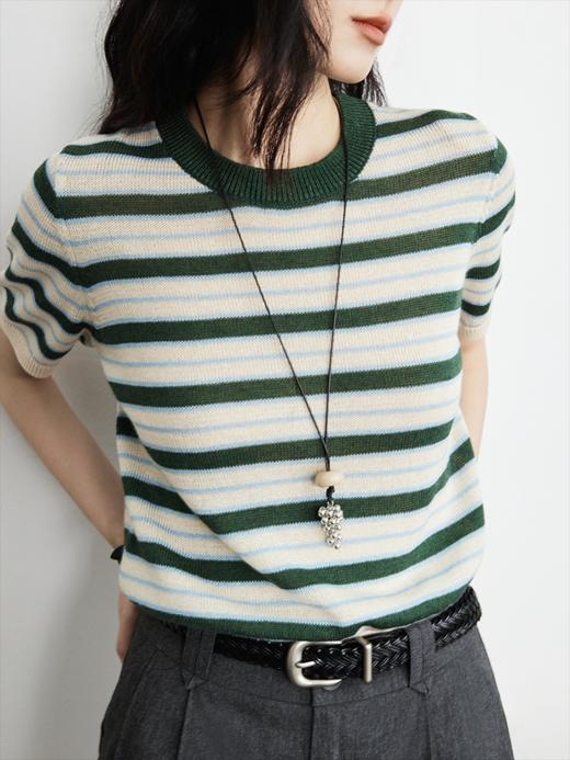 法式文艺 条纹套头毛衫FCG1WST084 商品图8
