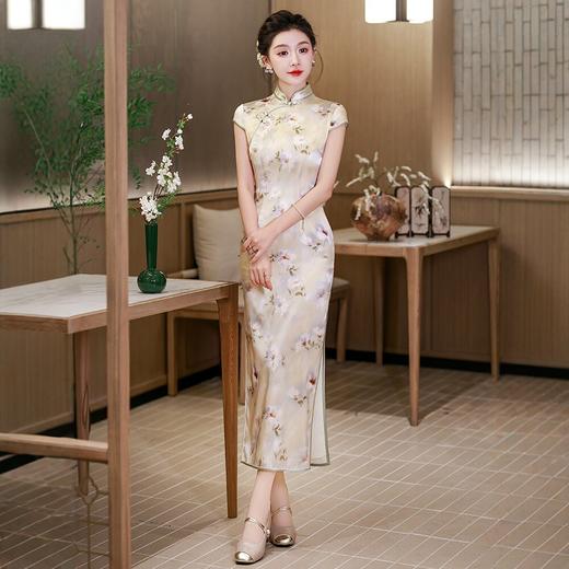 WX2026新款真丝旗袍长款改良中式桑蚕丝连衣裙优雅气质修身复古 商品图1