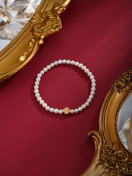 子佩集【四叶华梦】珍珠惜王妃手链【AYSL11】四叶草粉色镀金2602 商品图4