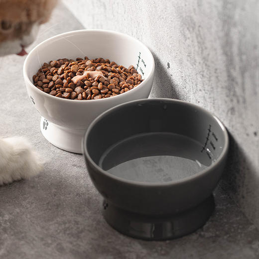 漫沃星系平口陶瓷猫碗MC-602灰色 商品图1