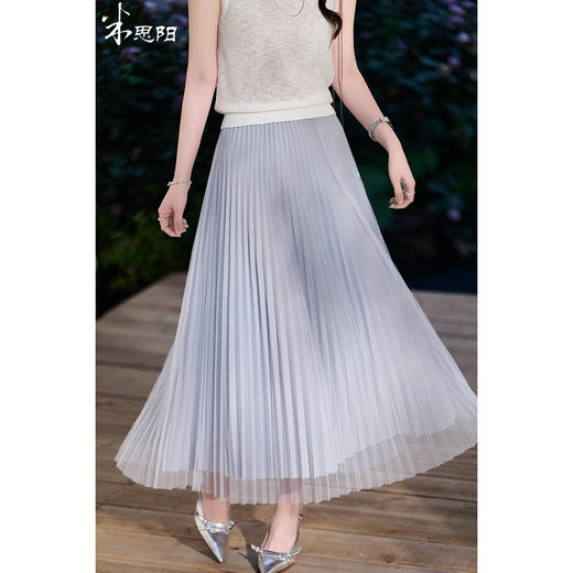 三宅褶皱钢琴裙 轻盈飘逸 米思阳2026春季高级感优雅高腰网纱百褶半身裙女1088 商品图2