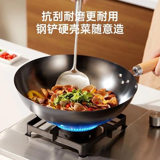 九阳铁锅精铁真不锈炒锅无涂层家用炒菜锅燃磁通用炊具老式大铁锅 商品图7