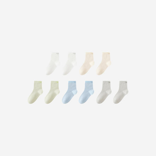 【7A抗菌】英氏儿童袜子男童春夏中袜女童简约百搭中袜透气不勒腿中袜5双装 商品图3