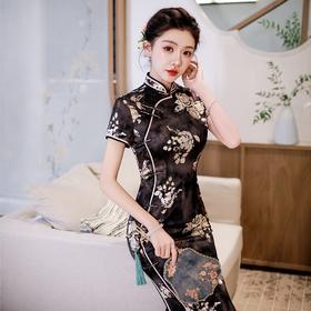 WX2026新款真丝旗袍长款改良中式桑蚕丝连衣裙优雅气质修身复古