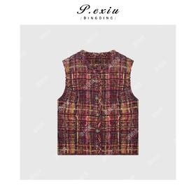 A008潘依绣丁丁宠粉彩色重工无袖V领马甲Q65437