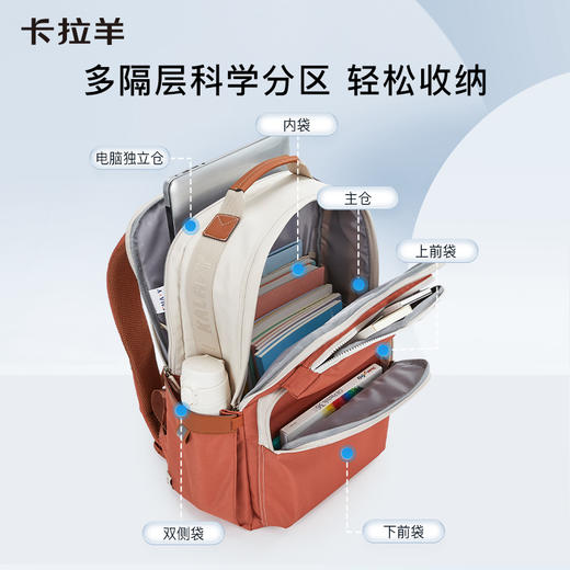 【断码清仓】卡拉羊初高中生6维减负防下坠云朵书包CX5479+5197 商品图4