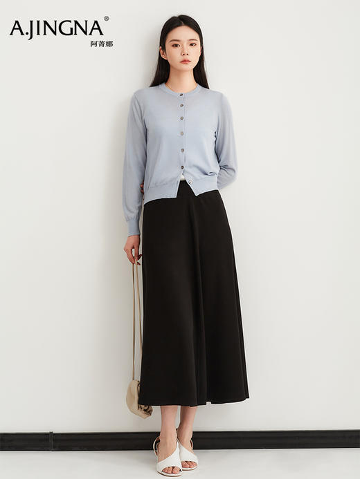 【圆领罗纹】阿菁娜春季新款温柔显白开衫低饱和度色系不挑肤小圆领罗纹包边自带柔光气质滤镜F31C318006 商品图3