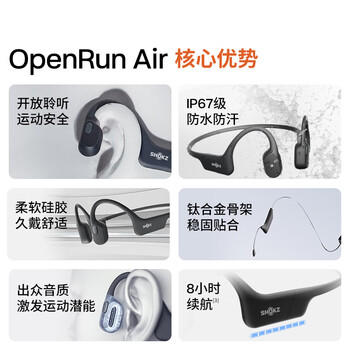 韶音（SHOKZ）【补贴立减15%】OpenRun Air骨传导耳机开放式运动跑步超长续航无线蓝牙耳机 石墨黑 /数码 /影音娱乐 /蓝牙/无线耳机 商品图2