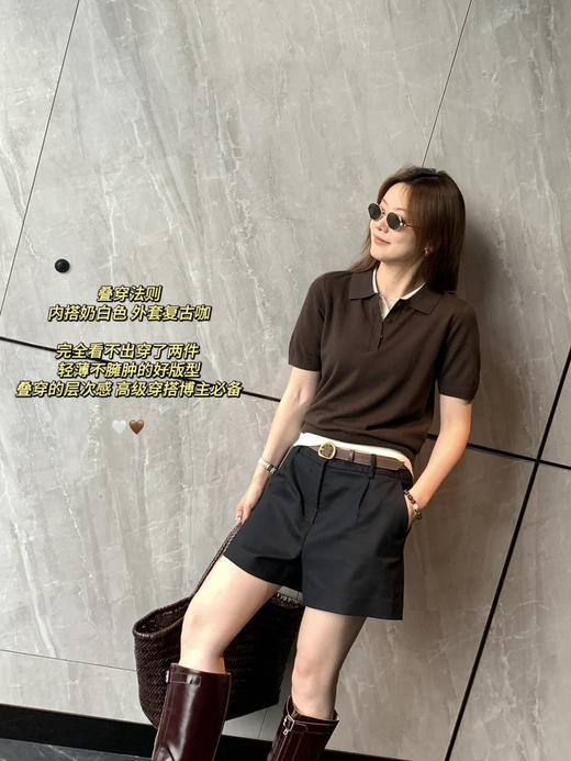 澳洲美利奴100绵羊毛正肩Polo针织短袖 商品图0