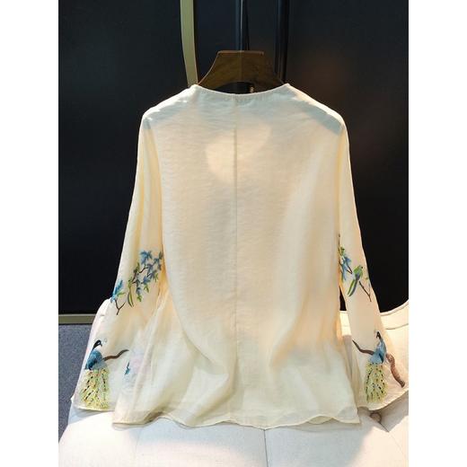 丁摩 复古新中式圆领绣花衬衫女春夏季新款国风休闲上衣潮长袖6ZF-6318 商品图1