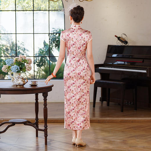 WX2026新款真丝旗袍长款改良中式桑蚕丝连衣裙优雅气质修身复古 商品图2