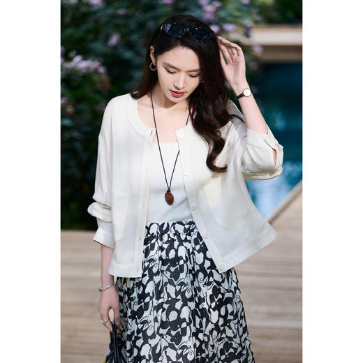 米思阳2026春季新款 天然凉感天丝亚麻/圆领短外套/空调衫外搭女6130 商品图1