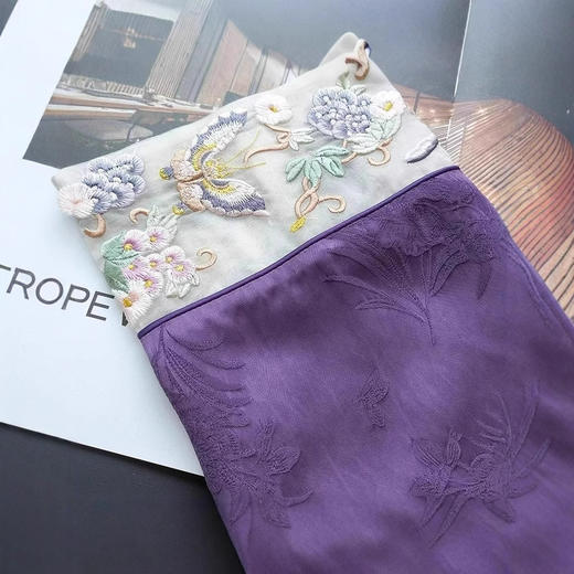 丁摩 洋气提花新中式国风女刺绣九分袖T恤春季宽松显瘦减龄上衣6ZF-9360 商品图2