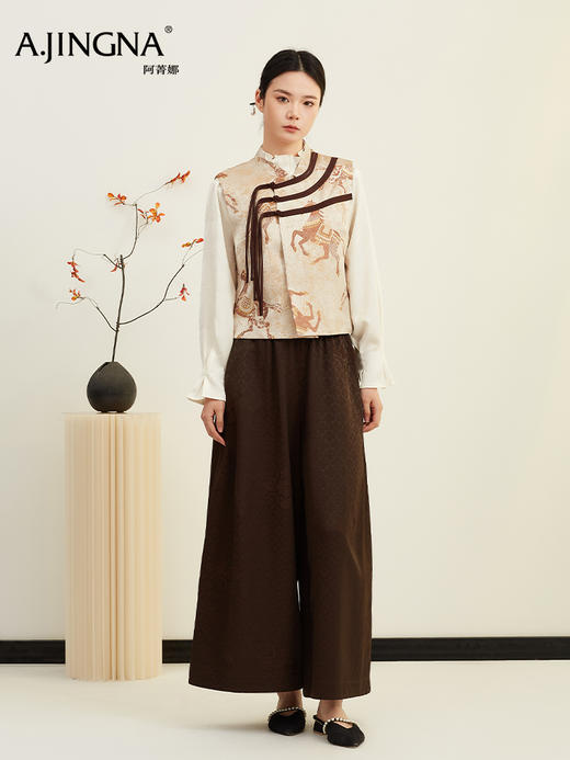 【龙纹骏马】阿菁娜新款提花盘扣马甲龙纹骏马图案中式设计立领无袖叠穿收藏级宝藏F30D203030 商品图1