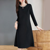 大码长袖连衣裙女春装2026新款高端洋气圆领A字女士黑色连身裙子 商品缩略图3
