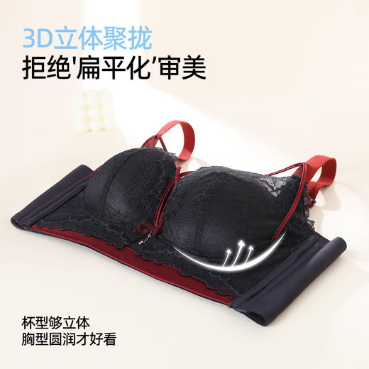 熳洁儿 小胸聚拢文胸性感美胸带中厚杯蕾丝内衣莫代尔26261523 商品图3
