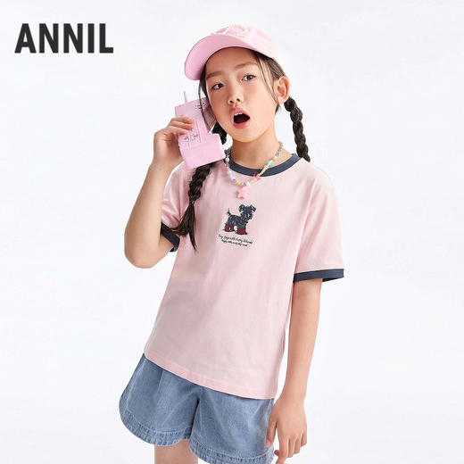 男女童圆领短袖针织衫夏季新款安奈儿童装EM621755 商品图0
