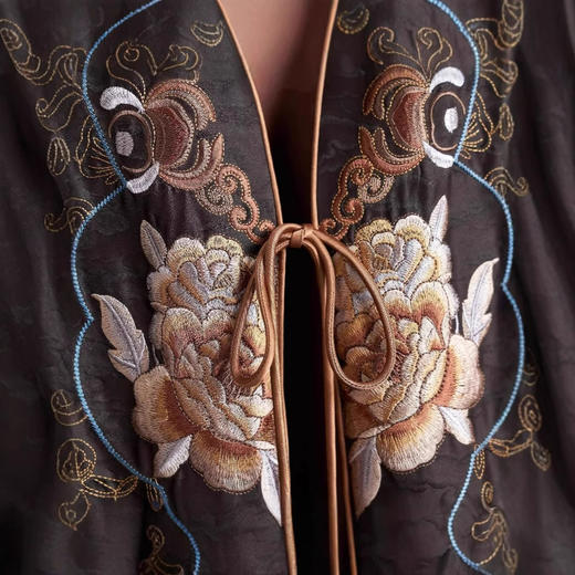 丁摩 复古新中式国风改良民族风刺绣双面穿V领盘扣马甲上衣女6ZF-2103 商品图2