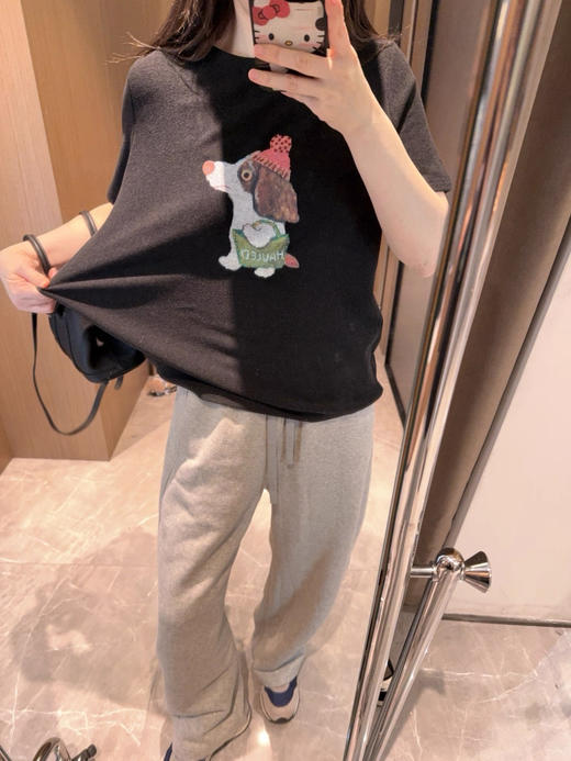 老米优品🎈3-5天。《小狗串珠双面澳绒短袖tee》复古少女既视感，轻松get韩系穿搭~  T260227A 商品图2