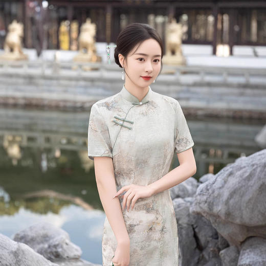 ZAYS新中式旗袍新款2026春季改良年轻款连衣裙女装修身中长显瘦日常 商品图2