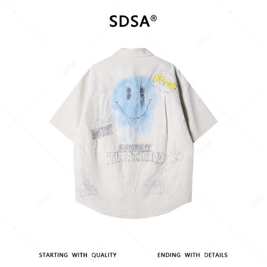 26CS67SDSA男装2026新款日系趣味涂鸦衬衫笑脸字母设计感宽松短袖衬衣 商品图4